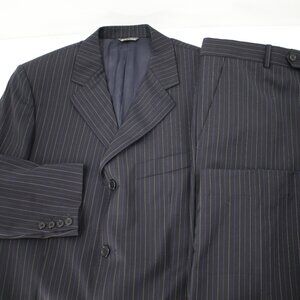 Alexander McQueen Suit Mens 40R Striped Super 130'S Wool Two Piece Made in Italy
